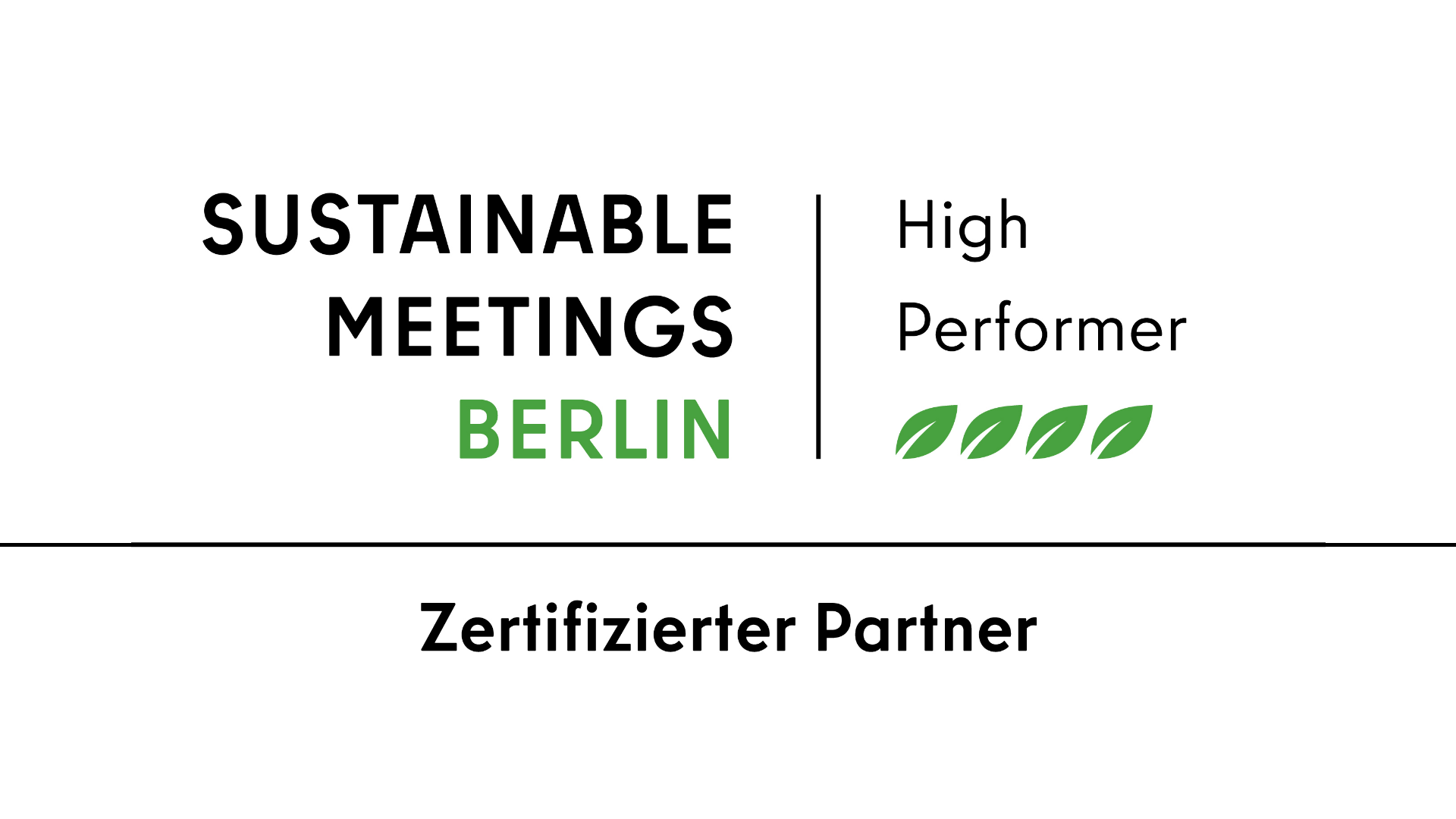 Logo von Sustainable Meetings Berlin; Auszeichnung High Performer